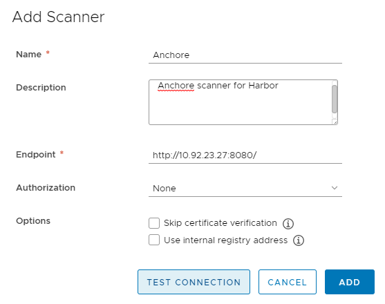 Test scanner connection