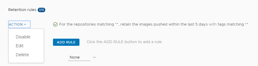 Modify tag retention rules