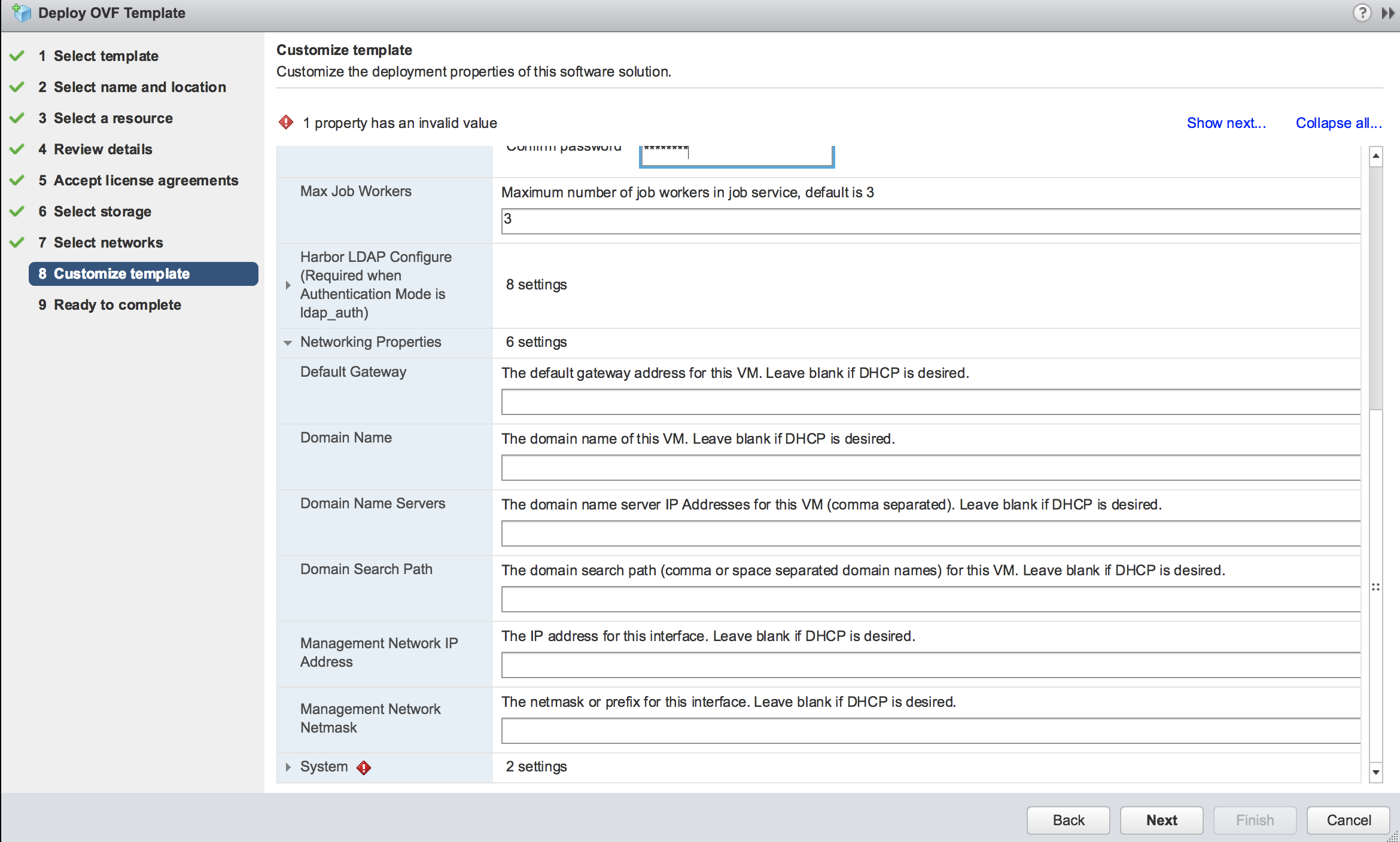 Screenshot of network detail