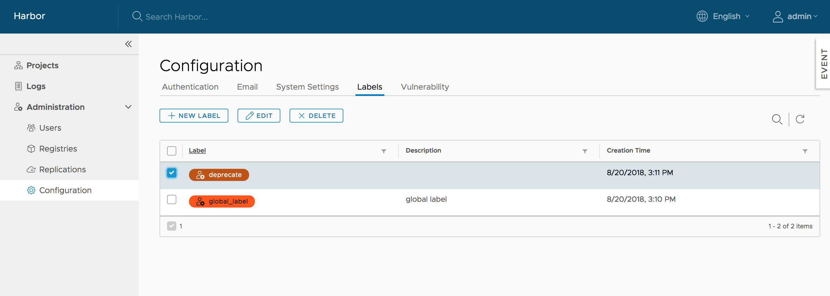 manage global level labels