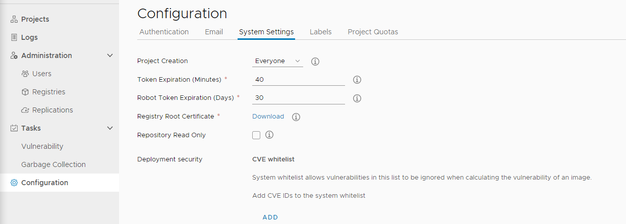 System-wide CVE whitelist